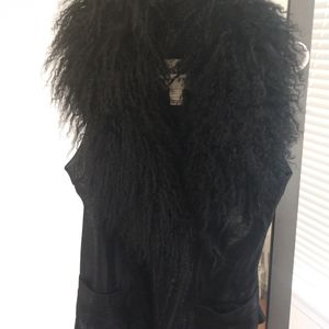 Reiss black leather vest